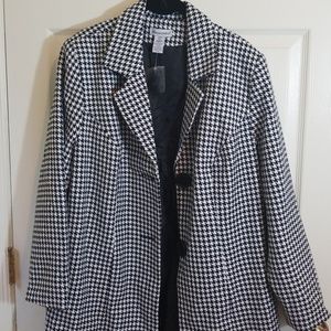 JESSICA LONDON HOUNDSTOOTH PRINT COAT LIGHTWEIGHT